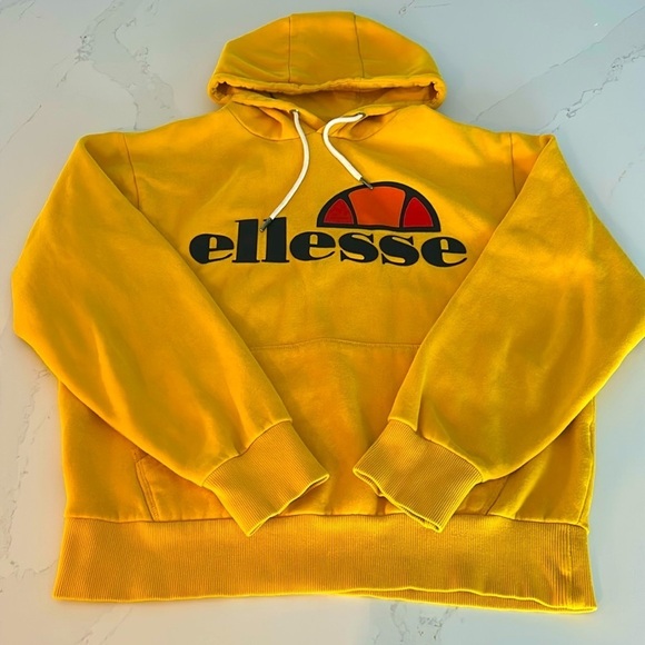 Ellesse Sweaters - Ellesse Yellow Hoodie Front Logo Drawstring Size Medium Unisex